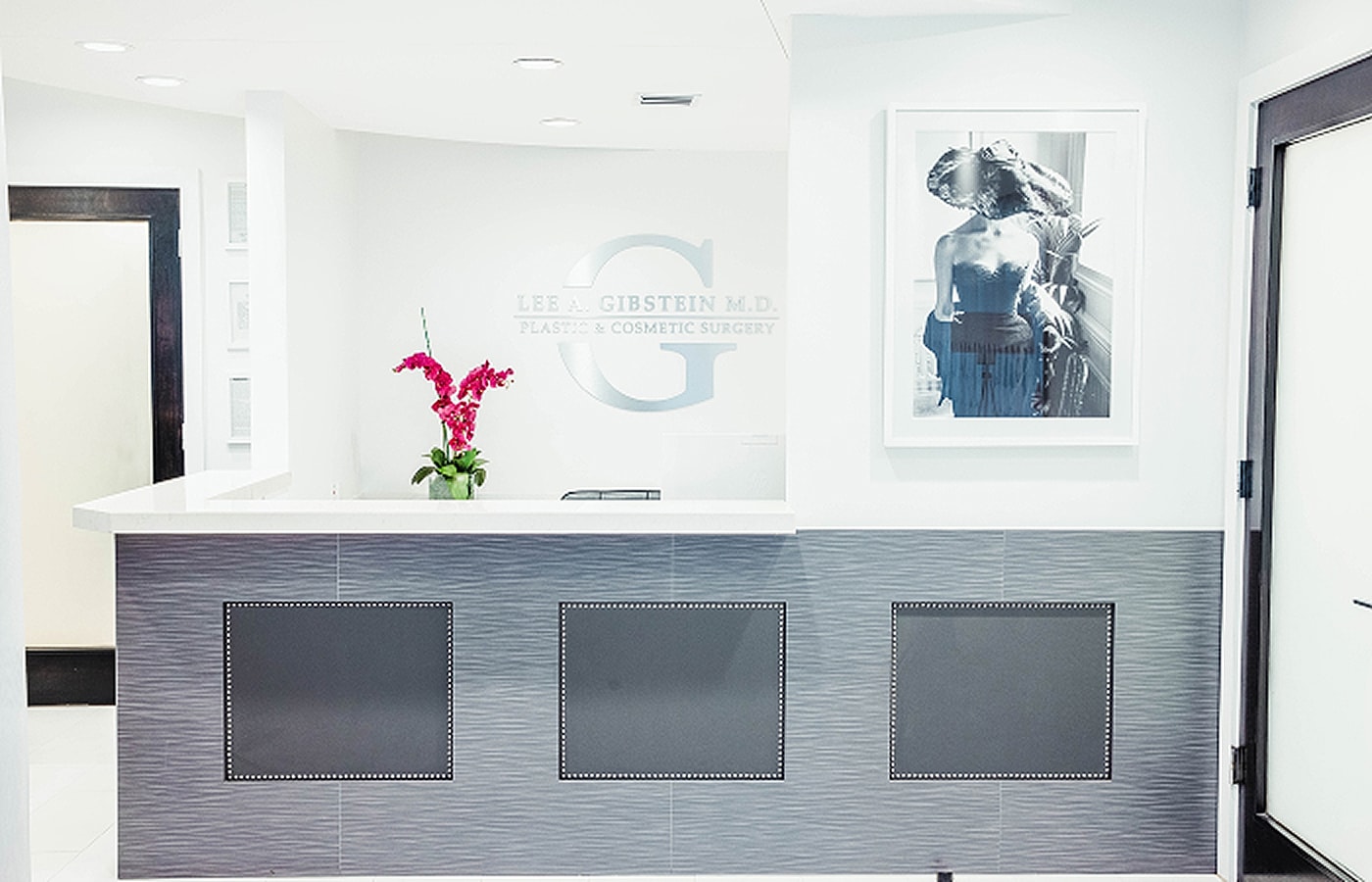 Modern reception area of a cosmetic surgery clinic