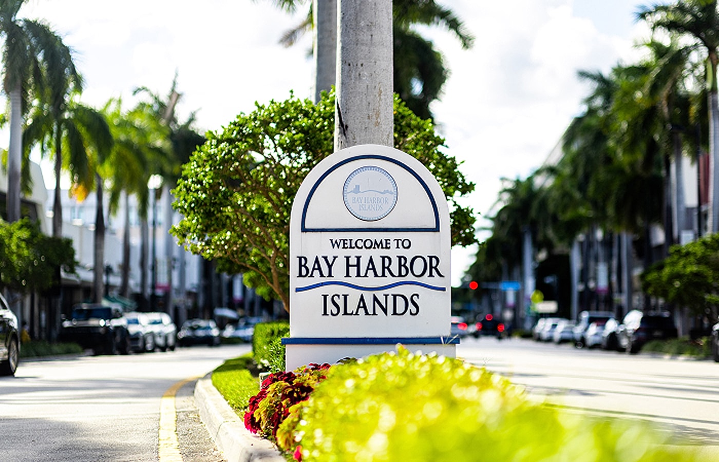 Welcome sign for Bay Harbor Islands.